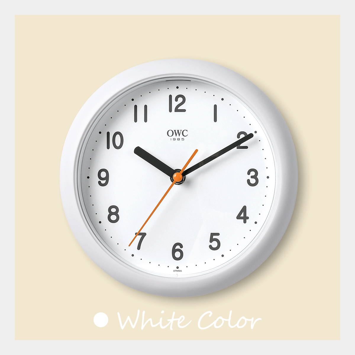 오리엔트 무소음 2 IN 1 라운드 엣지 벽시계, 화이트 HOTTRACKS